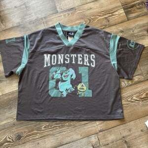 Disney Pixar Monsters University Mike Sulley Mesh Cropped Football Jersey Shirt